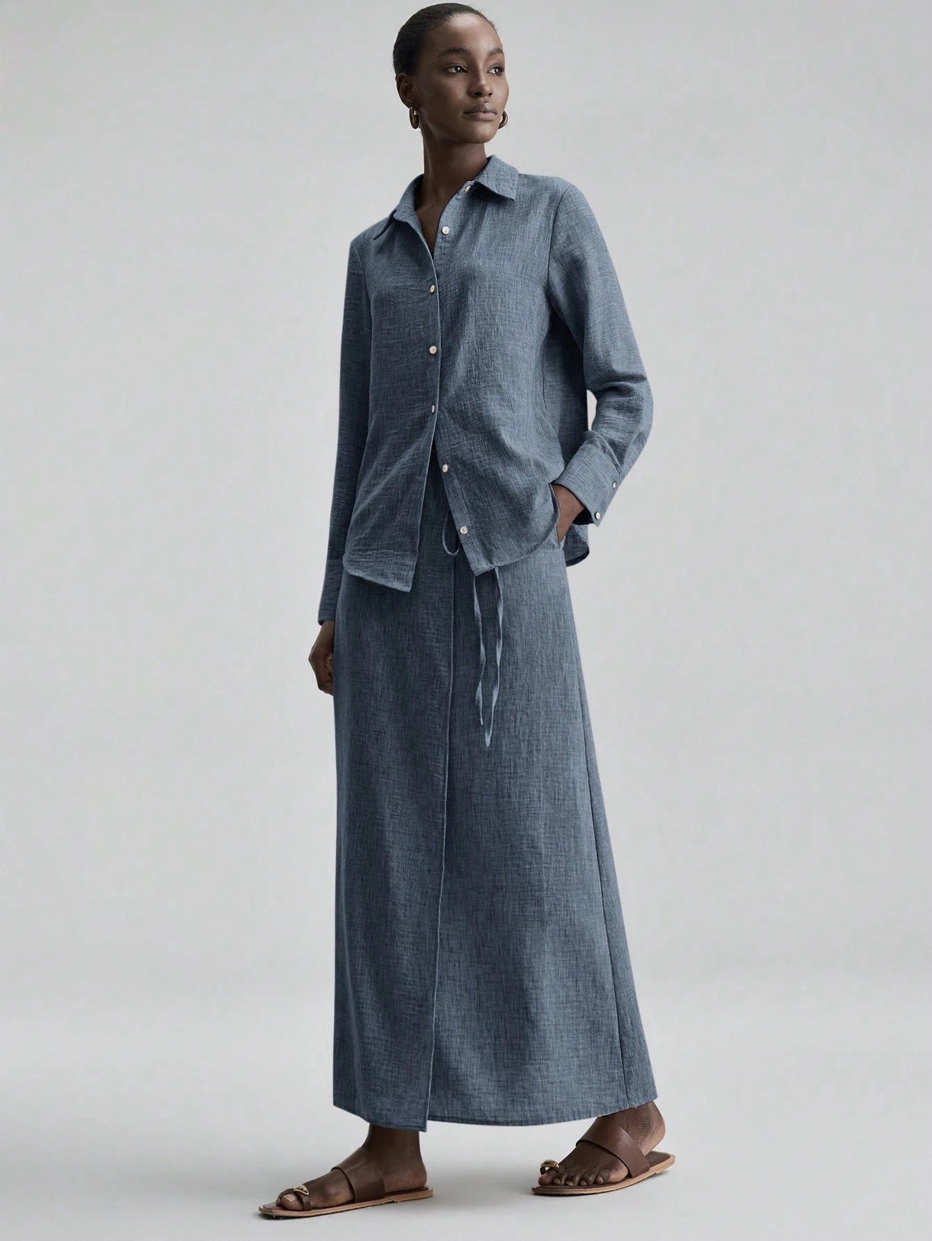 Women's Spring Shirt Loose Long Dress Two-piece Tops