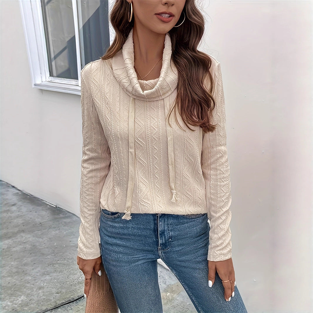 Women's Long Sleeve Hooded Drawstring Pullover Women's Sweater, Sweater