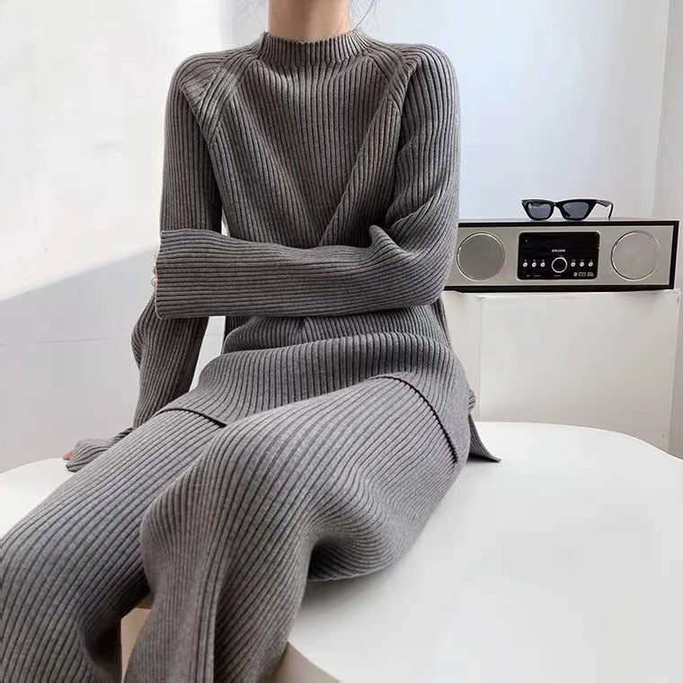Women's Temperament Split Knitted Wide Leg Two-piece Suits