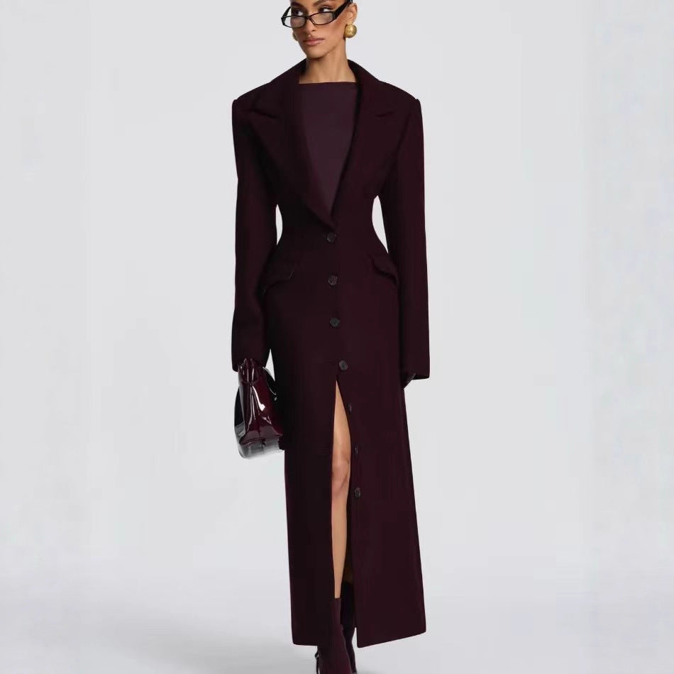 Elegant Single-breasted Large Lapel Loose Solid Coats