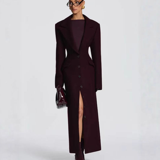 Elegant Single-breasted Large Lapel Loose Solid Coats