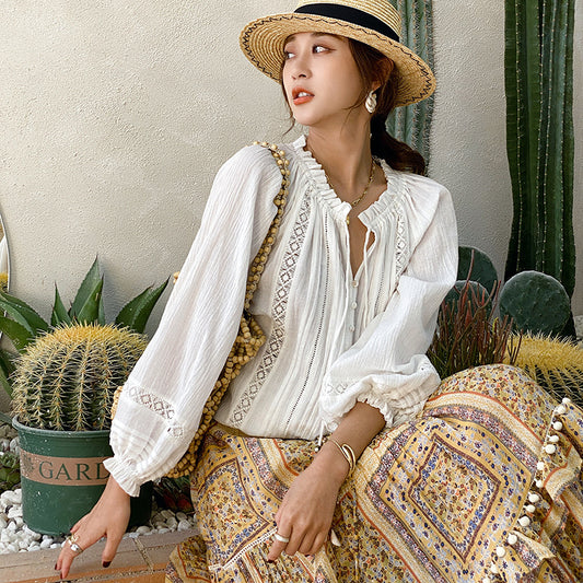 Women's Spring Design Long-sleeved Shirt French Style Blouses