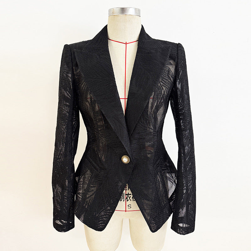 Slouchy Cool Versatile Fashion Embroidery Mesh Blazers