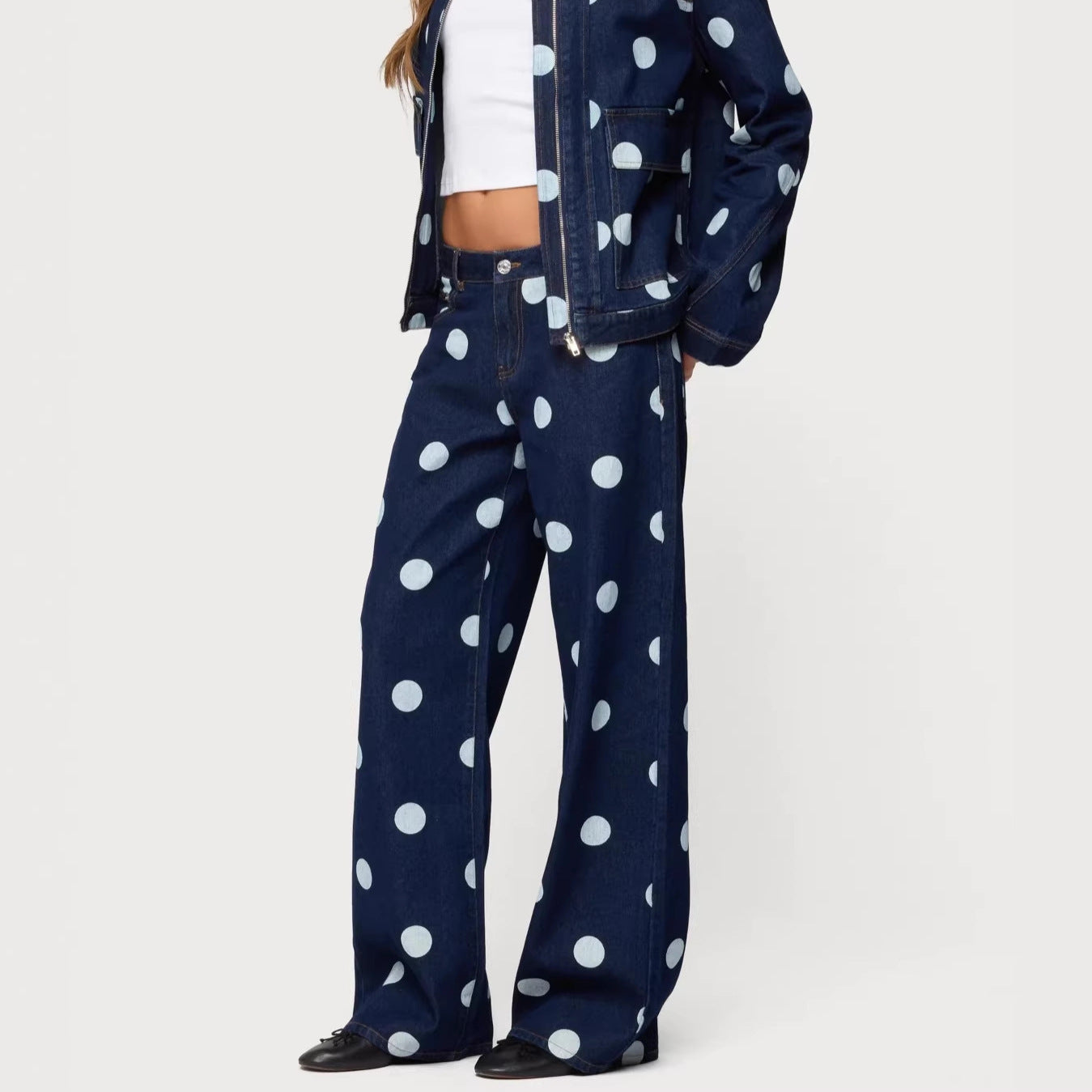 Women's Casual Cool Dark Polka Dot Jeans