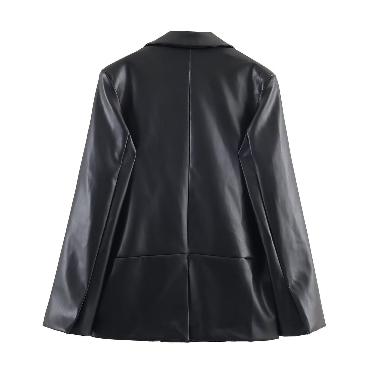 Comfortable Autumn Straight Leather Effect Casual Suits