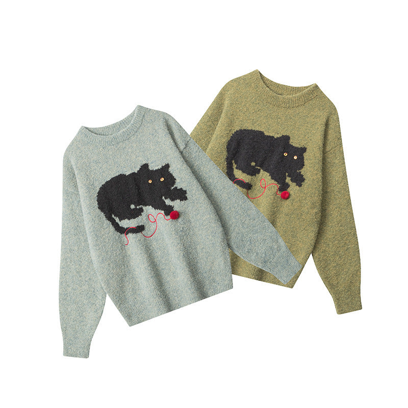 Women's Lazy Leisure Pullover Jacquard Loose-fitting Retro Sweaters