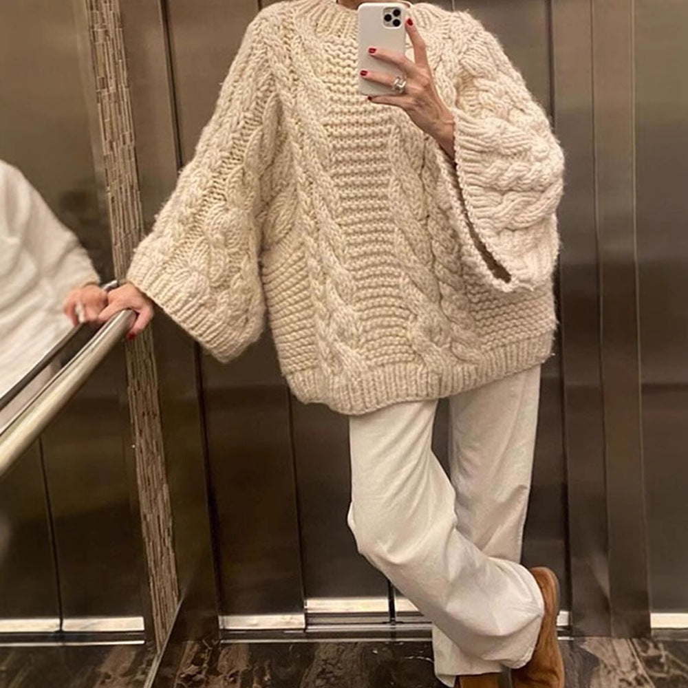 Women's Wide Sleeve Loose Idle Versatile Solid Tops