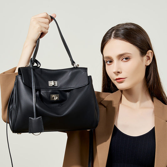 Kelly Large Capacity Smooth Calfskin Portable Crossbody Bags