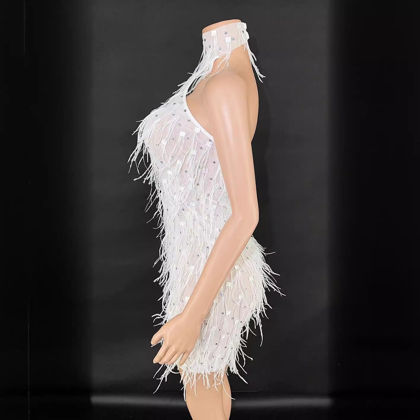 Fashion Fluffy Mesh Stitching Rhinestone Halter Fairy Dress Dresses