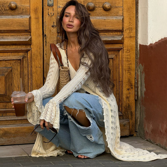 Women's Style Super Long Design Knitted Clothes Knitwear