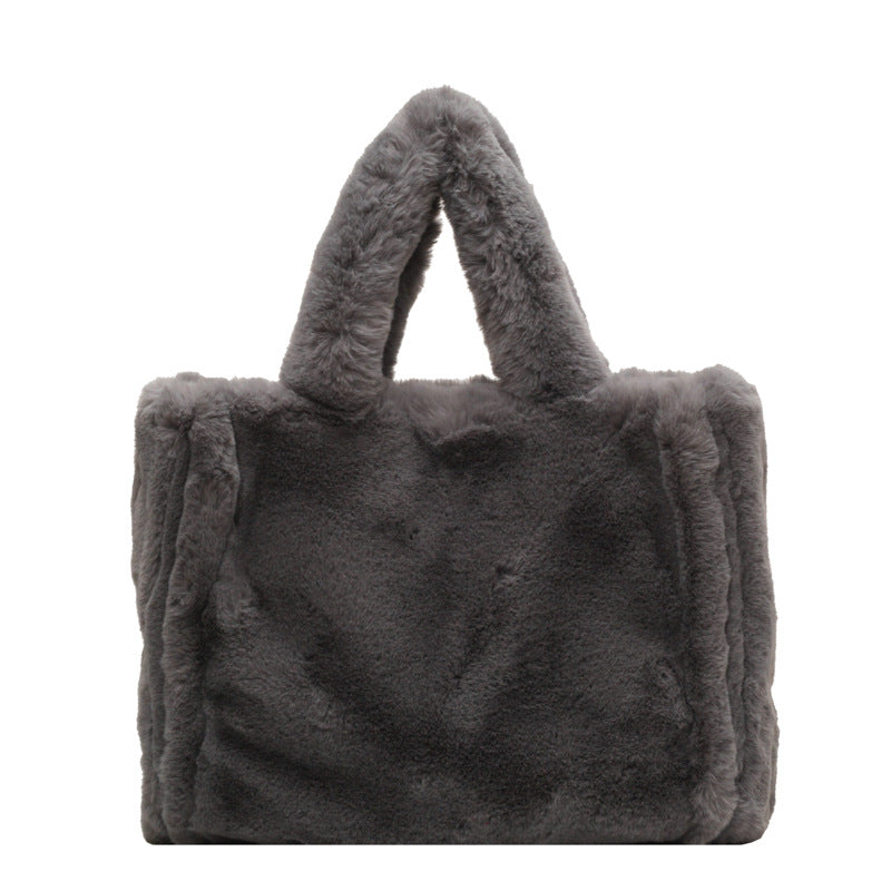 Style Fashionable Plush Large Capacity Furry Tote Bags