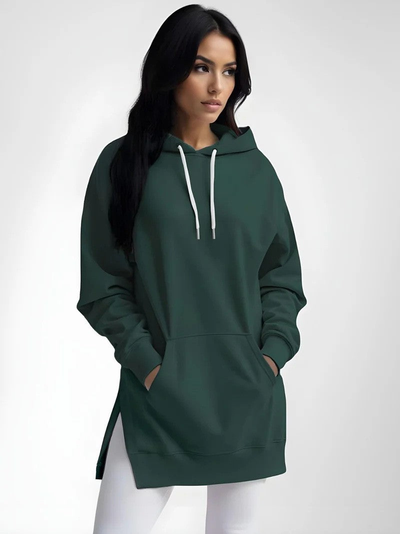 Women's Spring Solid Color Casual Hooded Rope Women's Sweater, Sweater