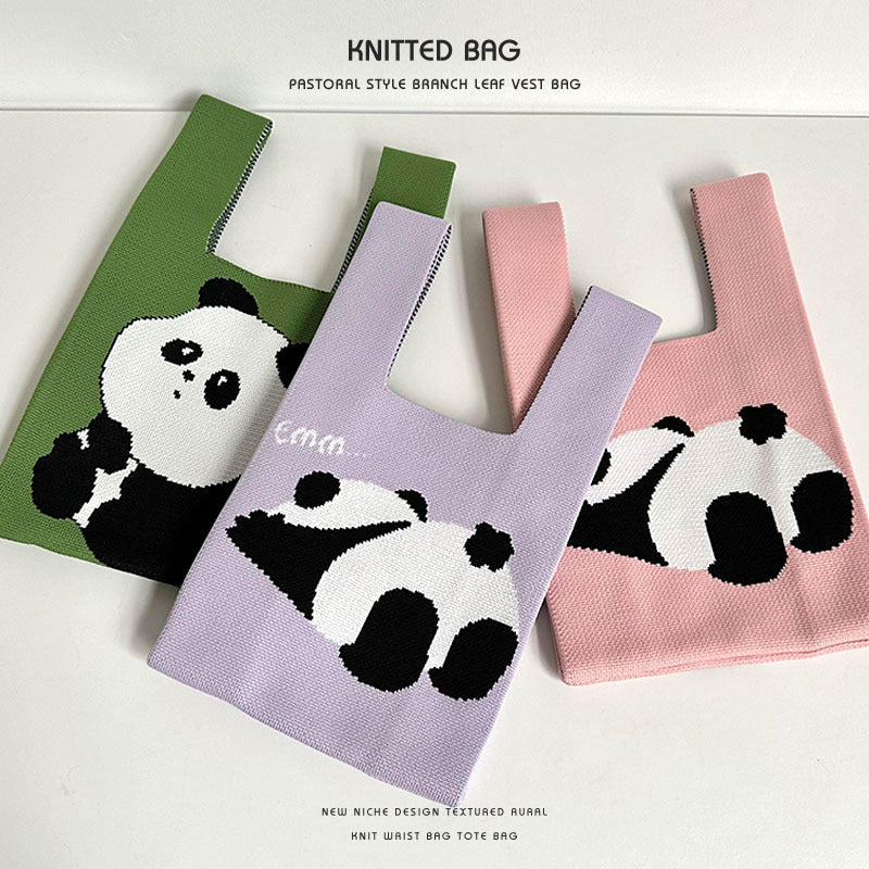 Pretty Knitted Cartoon Panda Lovely Gift Handbags