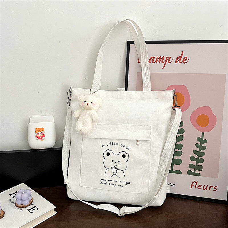 Simple Female Stylish Texture Canvas Class Handbags