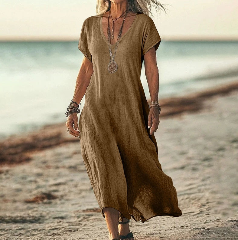 Women's Cotton Linen Summer High-grade Temperament Female Skirts