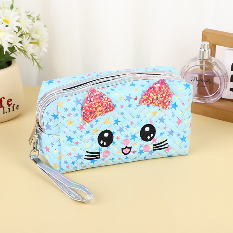 Gradient Cat Large Capacity Portable Cosmetics Travel Bags