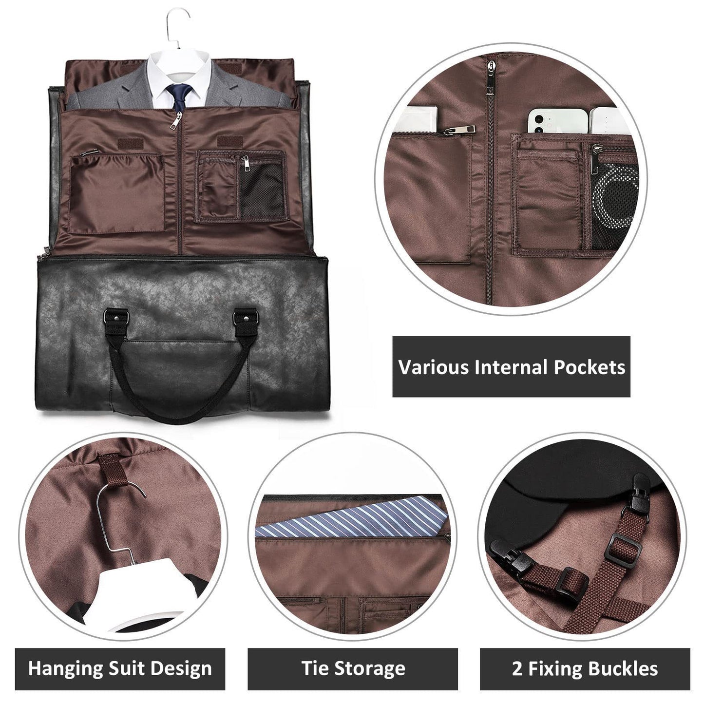Men's Cloth Leather Clothing Convertible Suit With Travel Bags