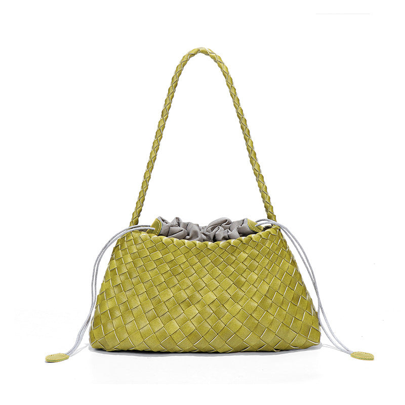 Women's Light Luxury Woven Underarm Portable Vegetable Bags