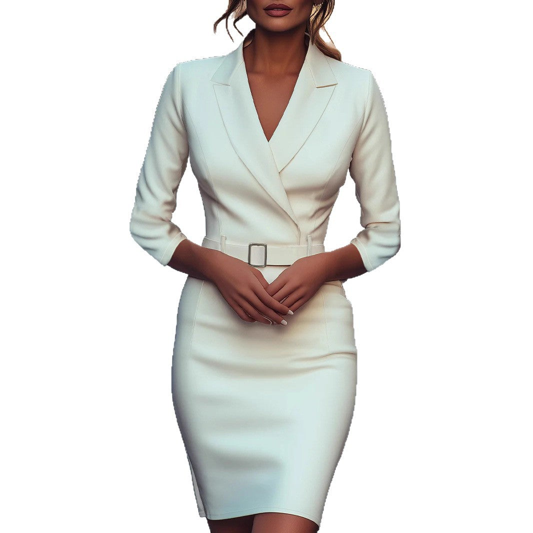 Women's Elegant Dress Professional Waist Slimming Solid Dresses