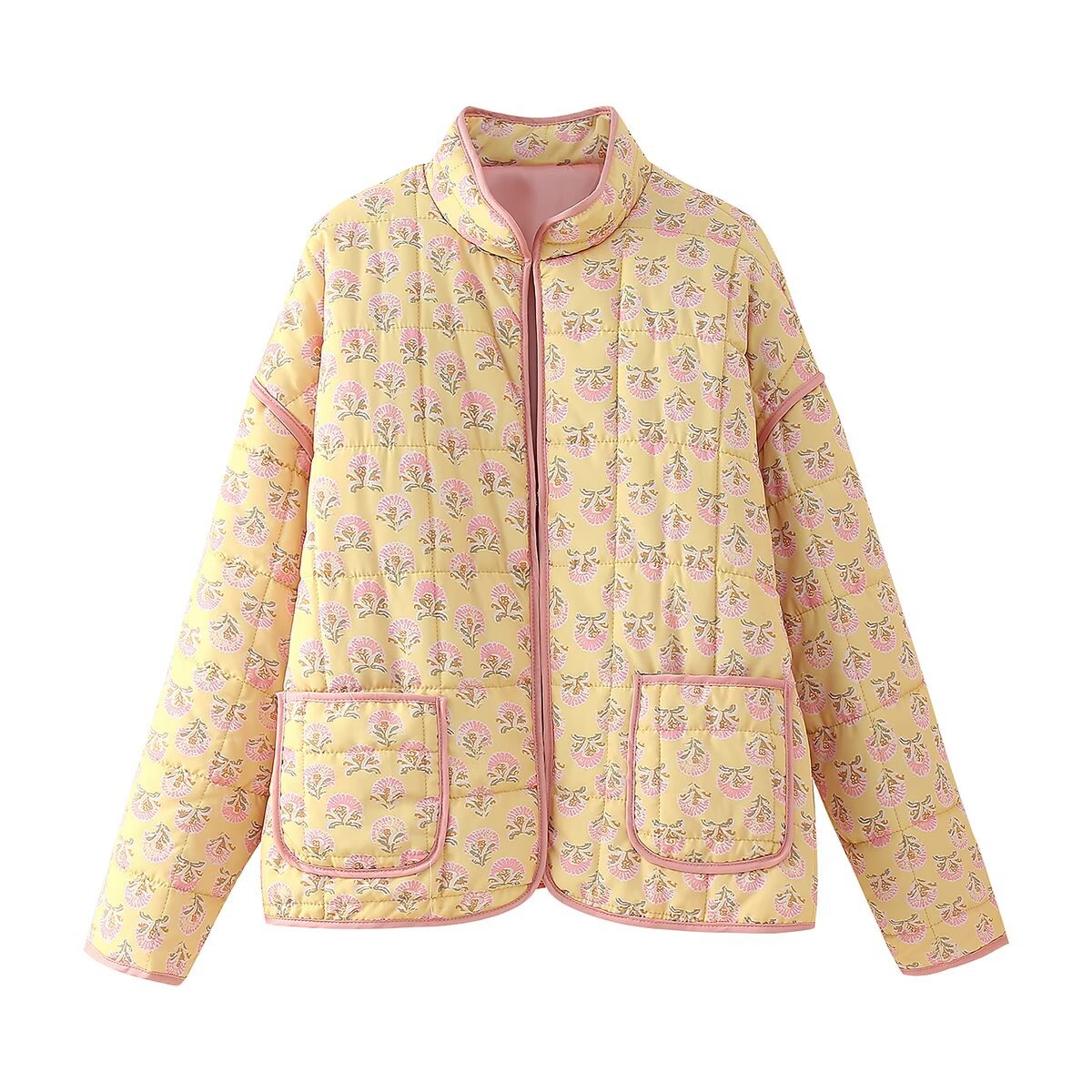 Women's Street Fashion Printed Casual Quilted Jackets