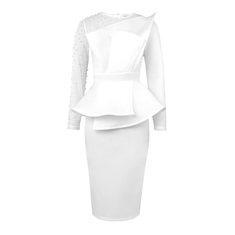 Cutting Piece Stitching Dress Beaded High Dresses