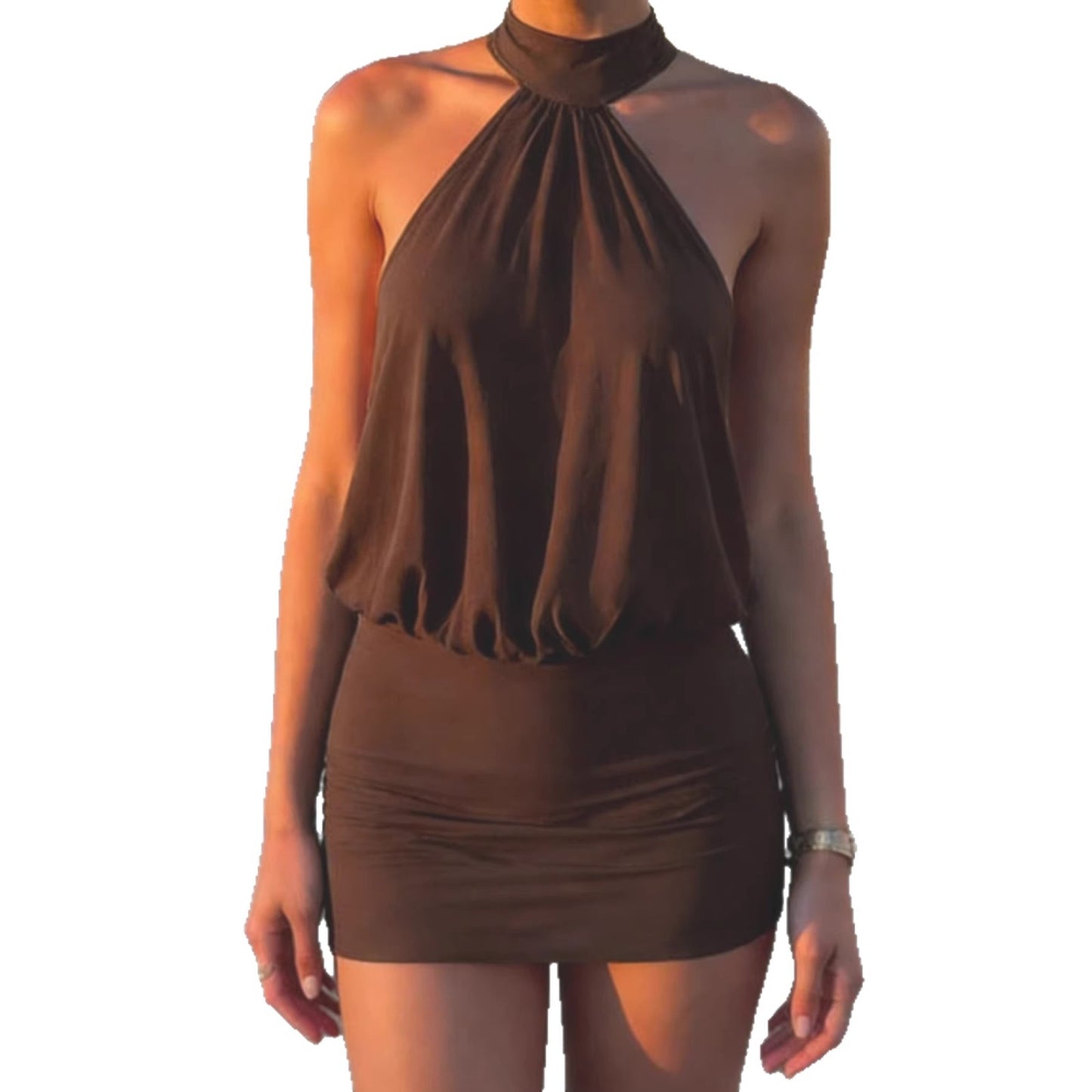 Summer Sleeveless Halter Sexy Backless Skinny Dress