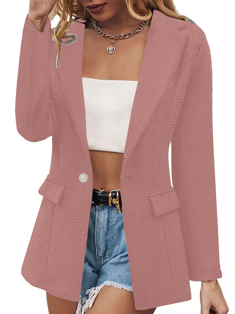 Women's Faux Pocket Casual Fashion Long Sleeve Solid Small Suit