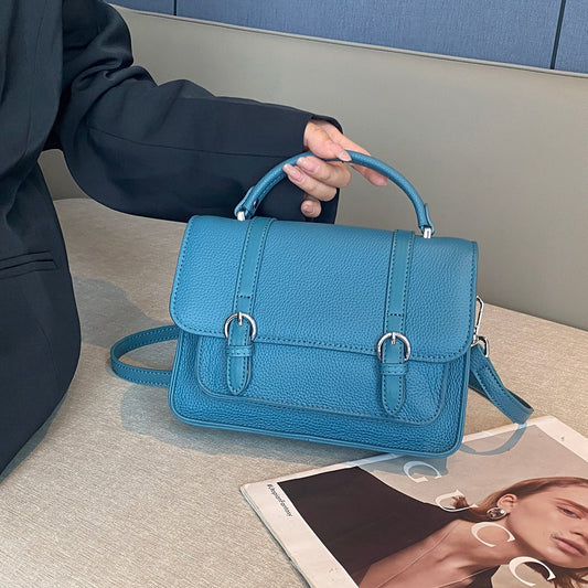 Women's First Layer Cowhide Portable Versatile Small Square Bags