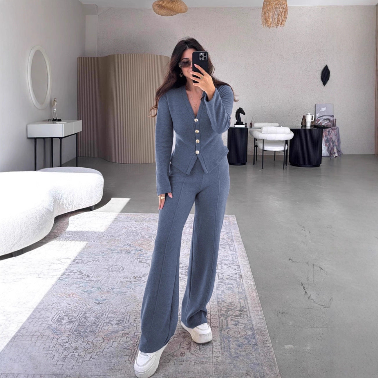 Women's Casual Button Trousers Fashion Wear Suits