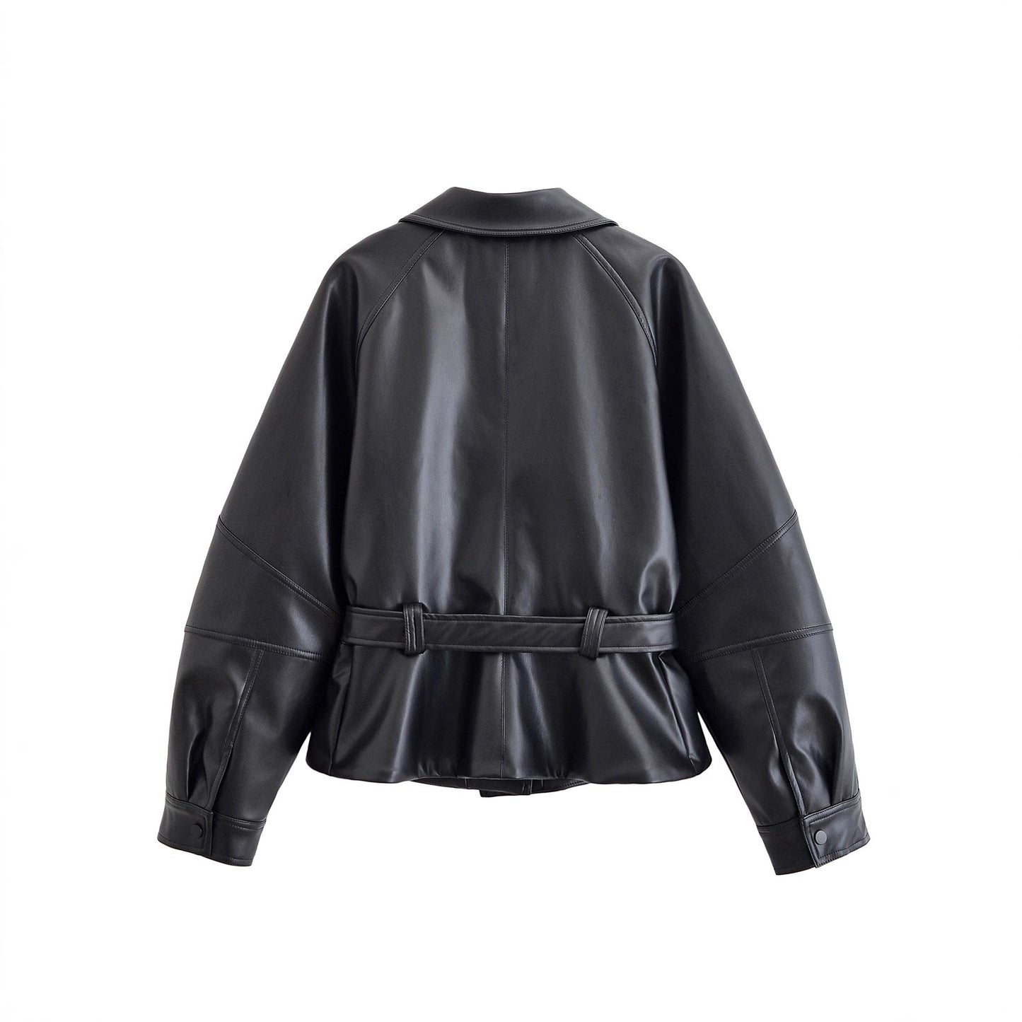 Women's Fashion Casual Black Leather Wind Jackets