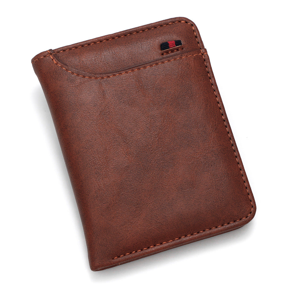 Men's Short Retro Two-fold Multiple Slots Oil Card Holder
