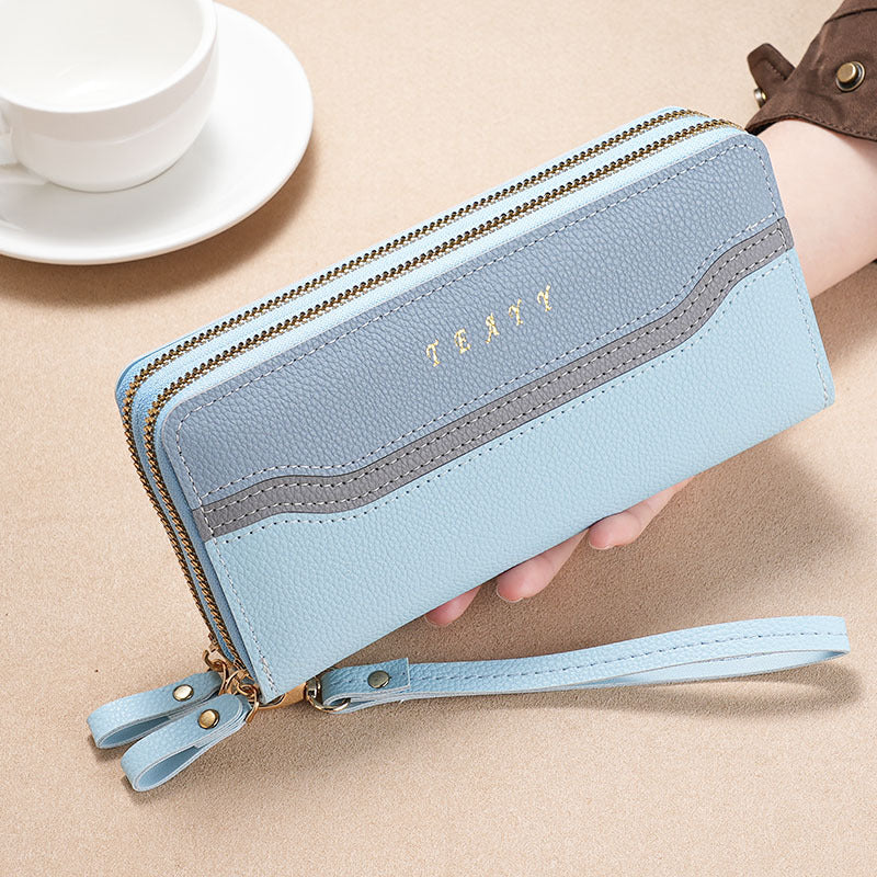 Women's Long Hand-held Korean Color Matching Large Ladies Wallets