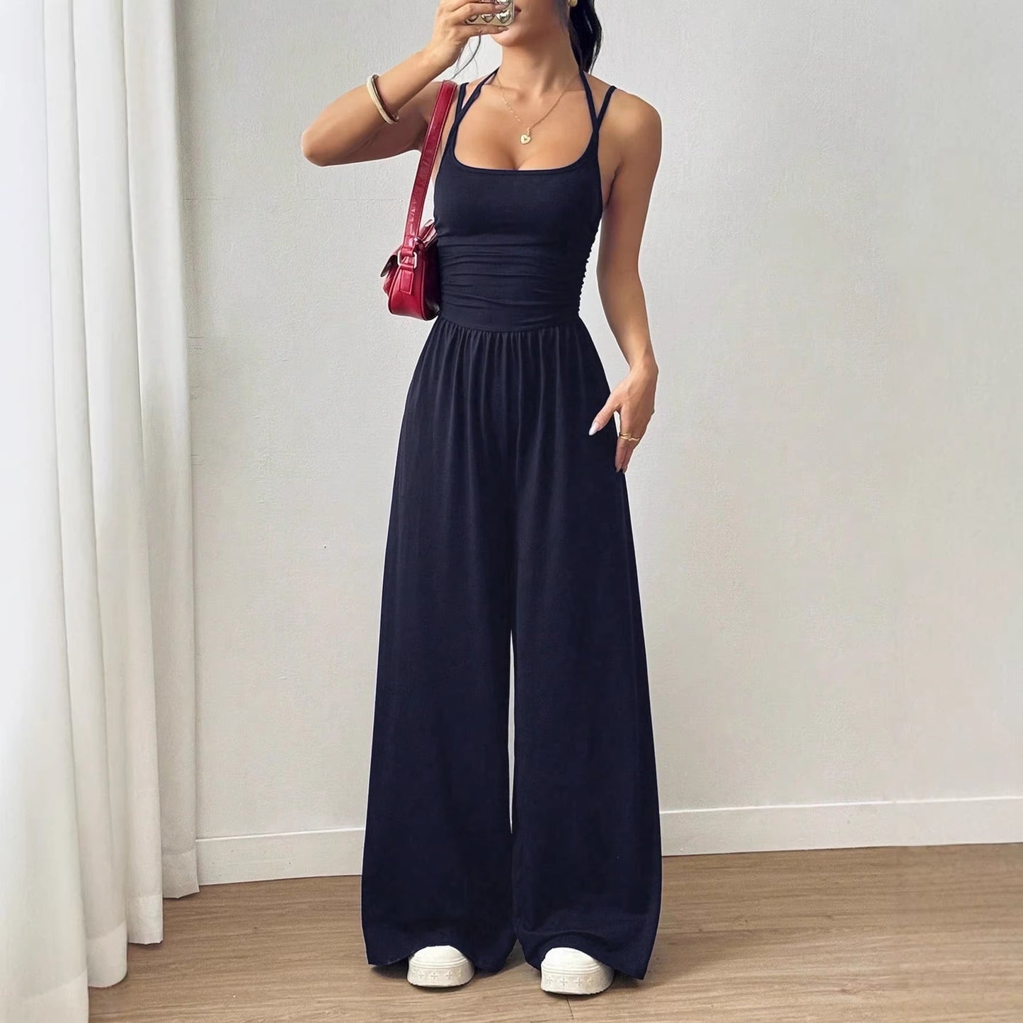 Women's Color Sling Casual Summer Wide Leg Women's Jumpsuit/clothing