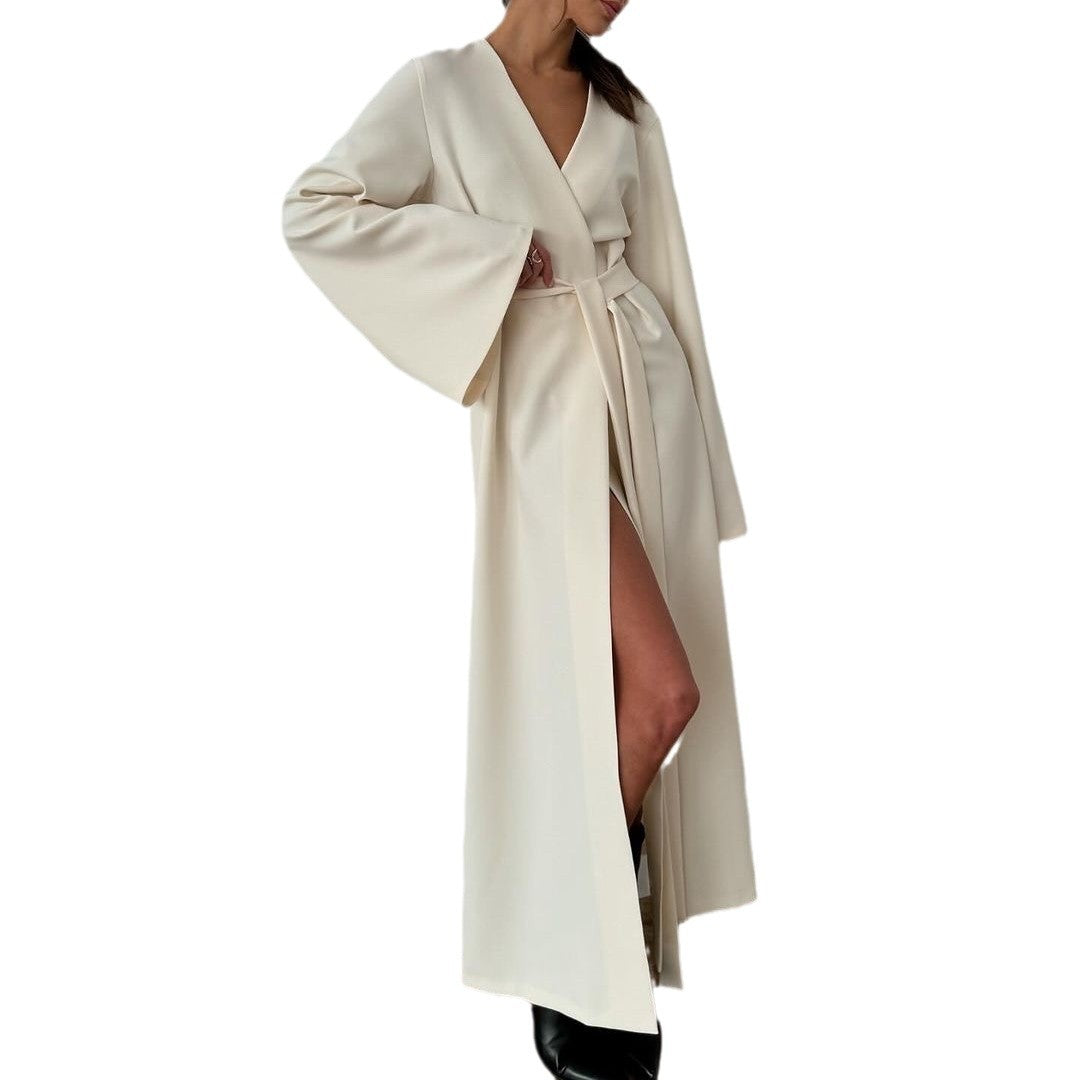 Women's Elegant Long Slit Sleeve Dress Solid Dresses