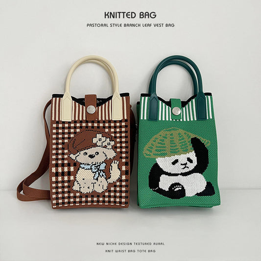 New Stylish Cartoon Knitted Adjustable One Handbags