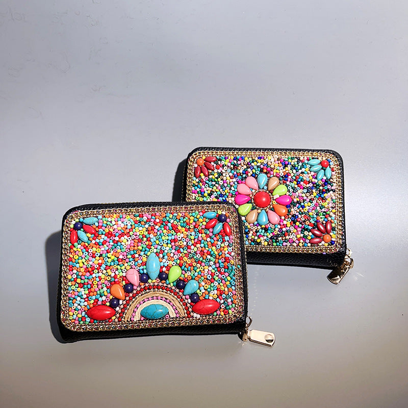 Ethnic Style Vintage Organ Handmade Bead Single Card Holder