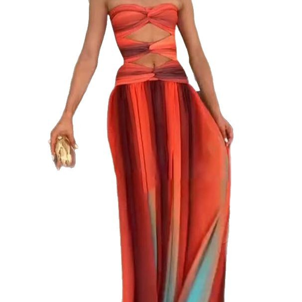 Women's Sexy Temperament Holiday Travel Fashion Gradient Dresses