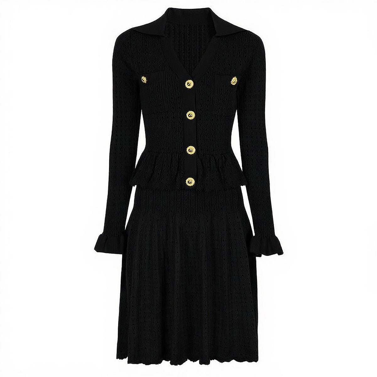 Women's Knitted Lapel Slim Fit Slimming Long Dresses
