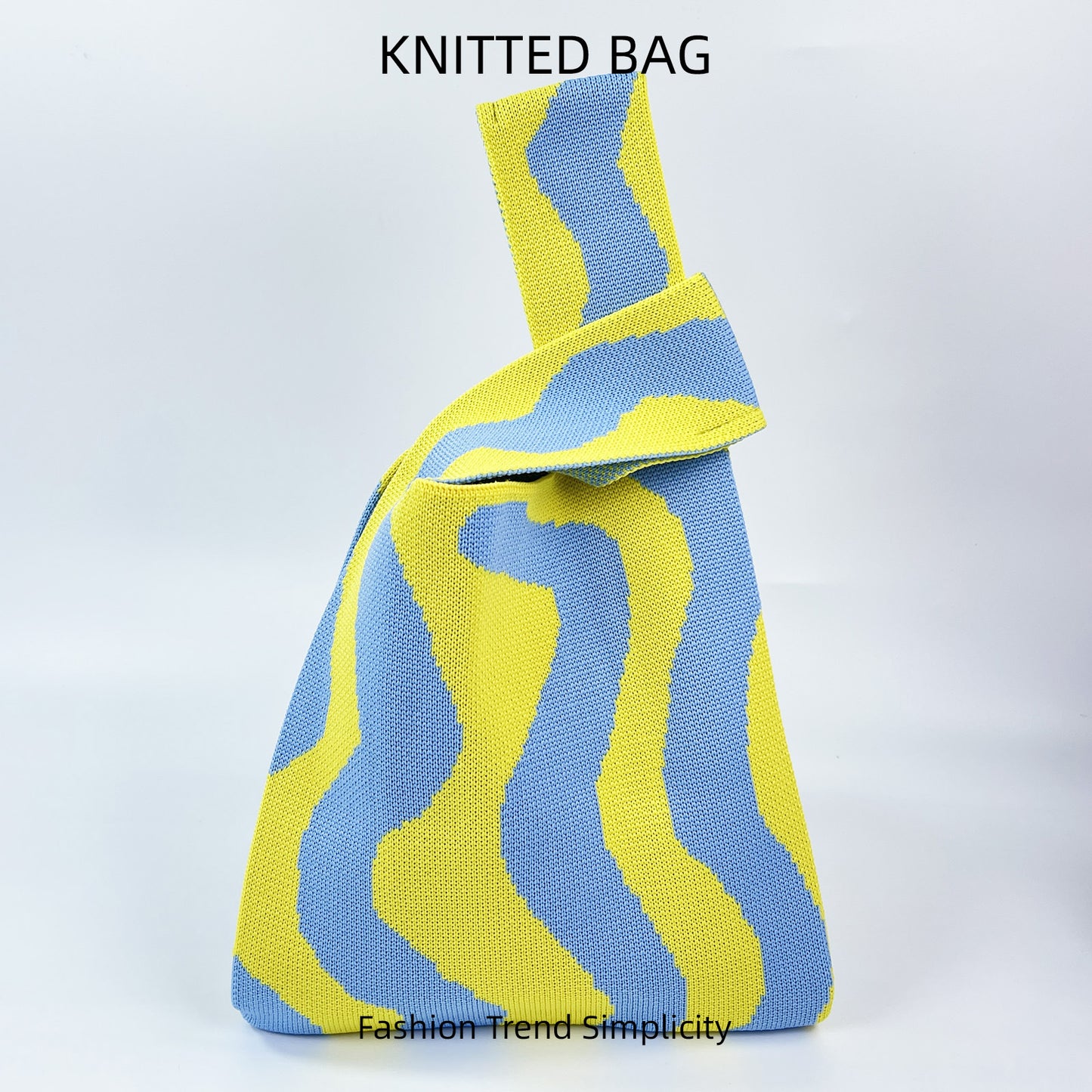 Contrast Color Wave Pattern Knitted Fashionable Handbags
