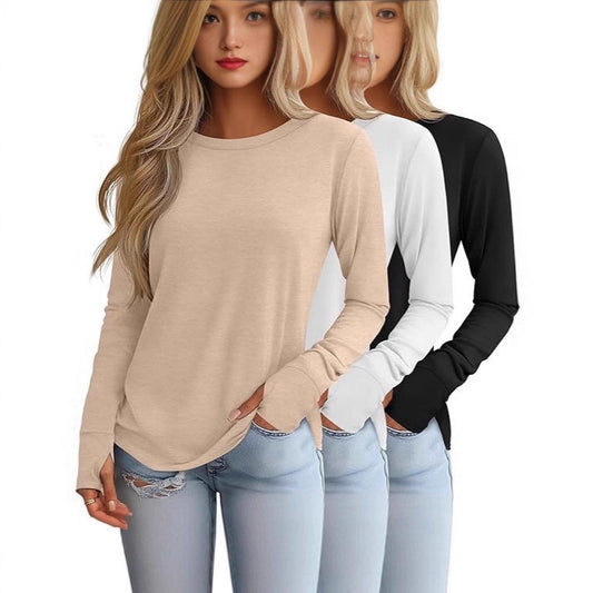 Women's Autumn Round Neck T-shirt Long Sleeve Blouses