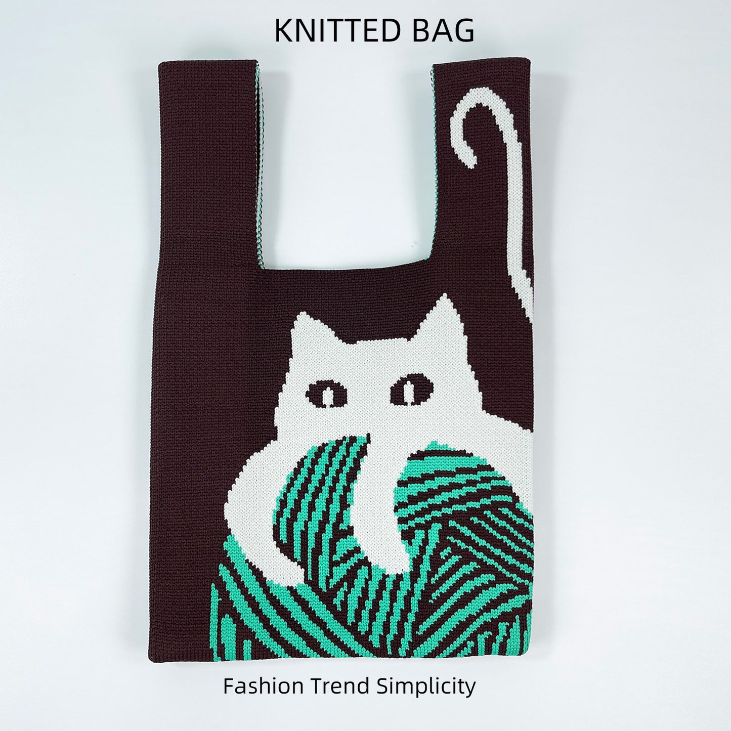 Women's Flower Knitted Large Capacity Totes Wrist Handbags