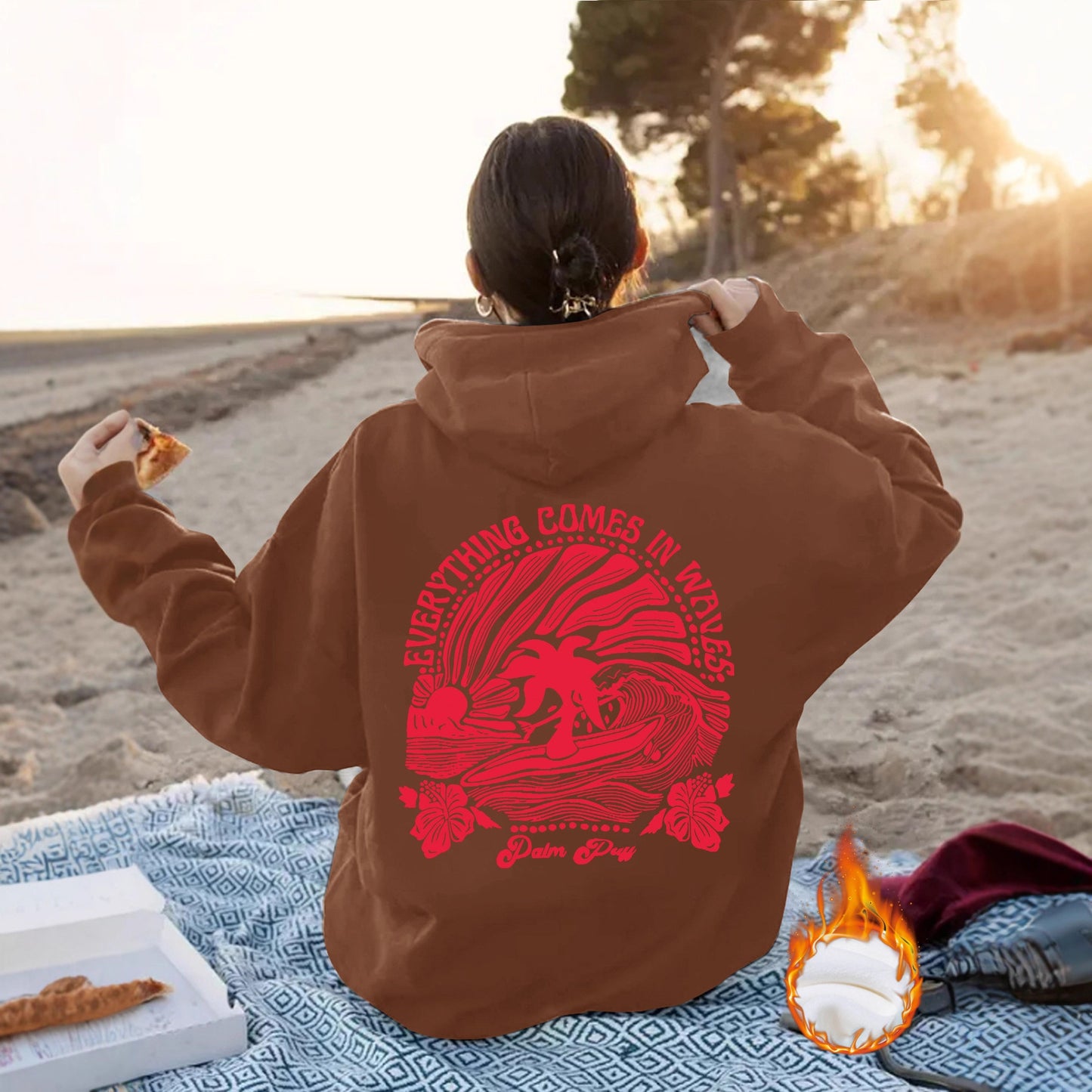 Women's Sun Pattern Printed Hoodie Long Sleeve Women's Sweater, Sweater