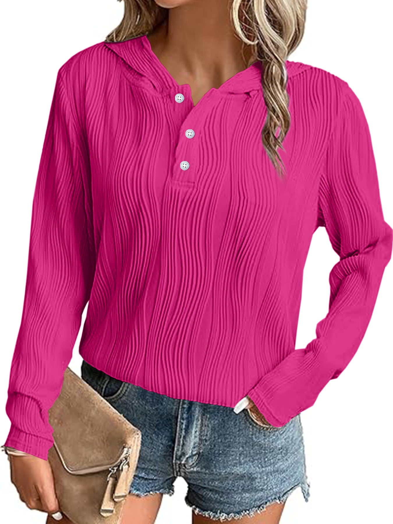 Women's Solid Color Hooded Casual For Women's Sweater, Sweater