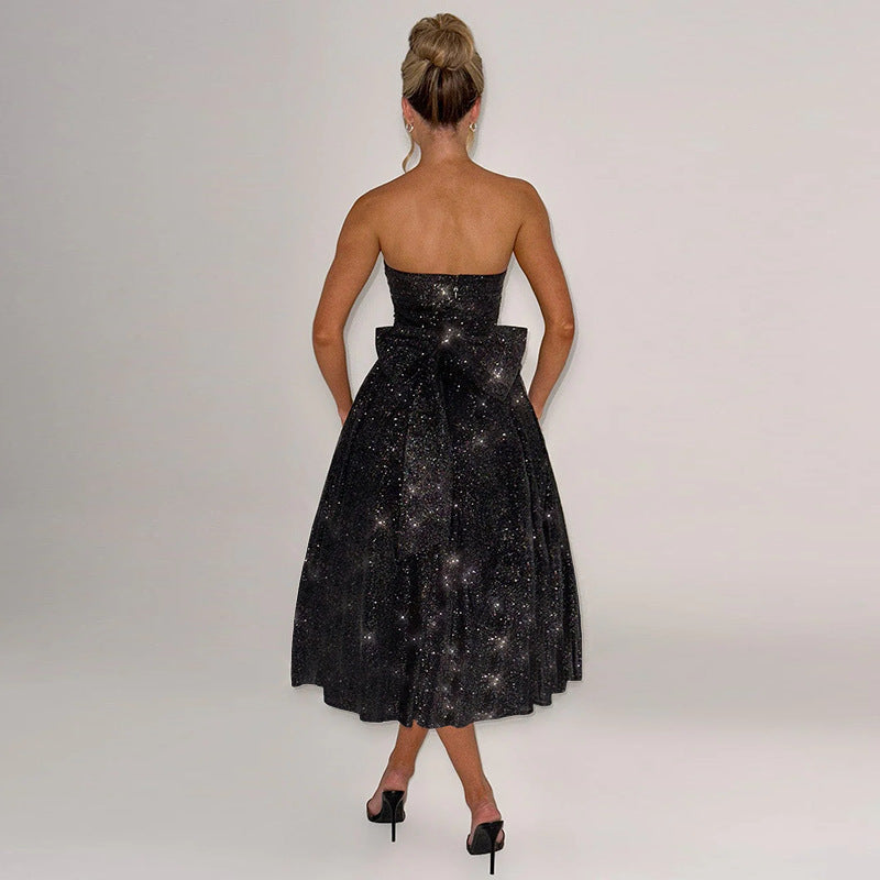 Color Party Cocktail Thin Glittering Mesh Dress