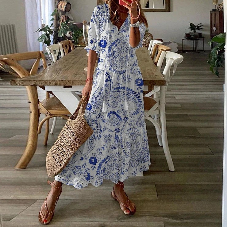Women's Leisure Sweet Printed Tassel Sleeve Midi Shorts