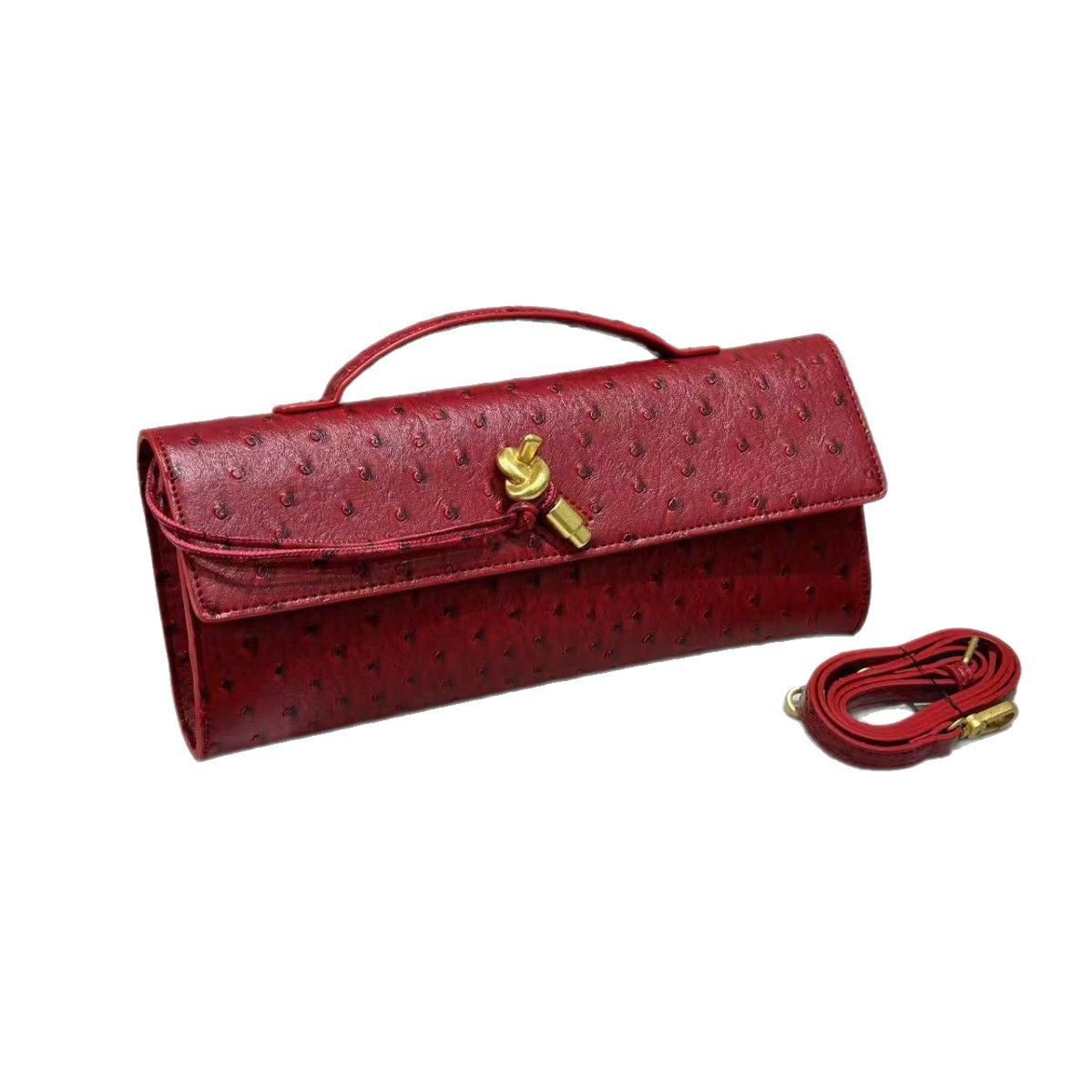Women's Ostrich Grain Latch Niche Horizontal High-grade French Evening Bags