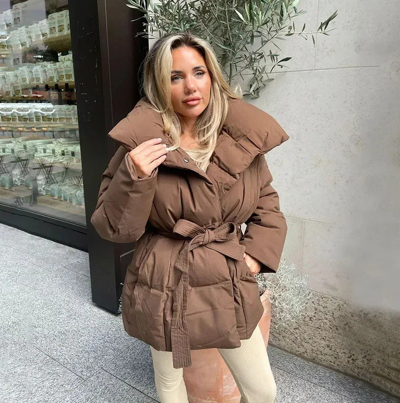 Women's Long Sleeves Waist Loose Solid Color Coats