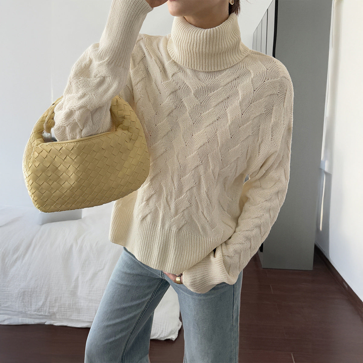 Women's Casual Solid Color Wool Long Sleeve Sweaters