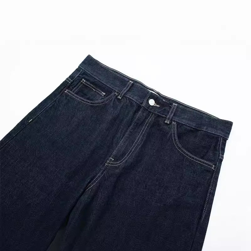 Women's Autumn Curling Sleeves Denim Hemmed Trousers Suits