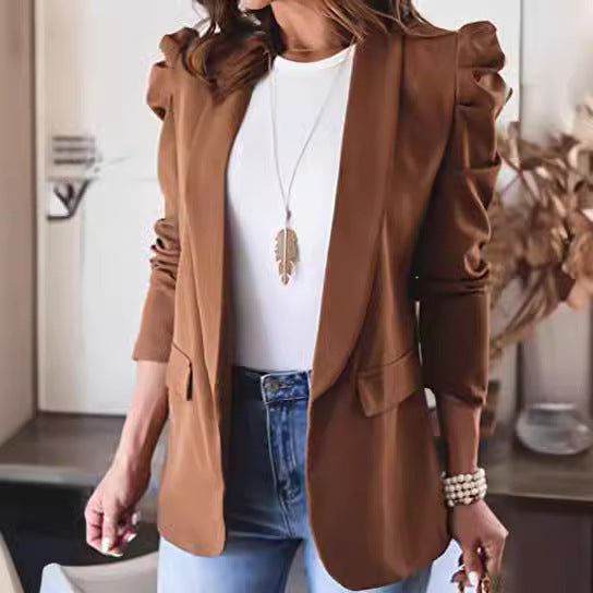 Women's Solid Color Long Sleeve Lapel Blazers
